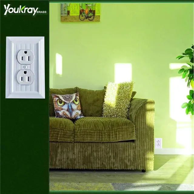 Alt view image 6 of 6 - Pure White Classic Beadboard Wall Plates,Light Switch Covers,Electrical Outlet Covers, Switch Plates of Various Combination, Nature Bamboo Fiber Wall plate (1 Gang Duplex 4 Pack)