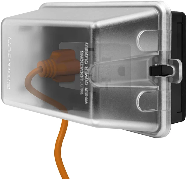 Main image of Extra-Duty Weatherproof Enclosure, Outdoor Outlet Cover, Outdoor Decorator/GFCI Receptacles, Dual Installation, Horizontal or Vertical Use, 1-Gang 6.1 x 3.4 x 2.8, Clear Cover, IUC1HV-D