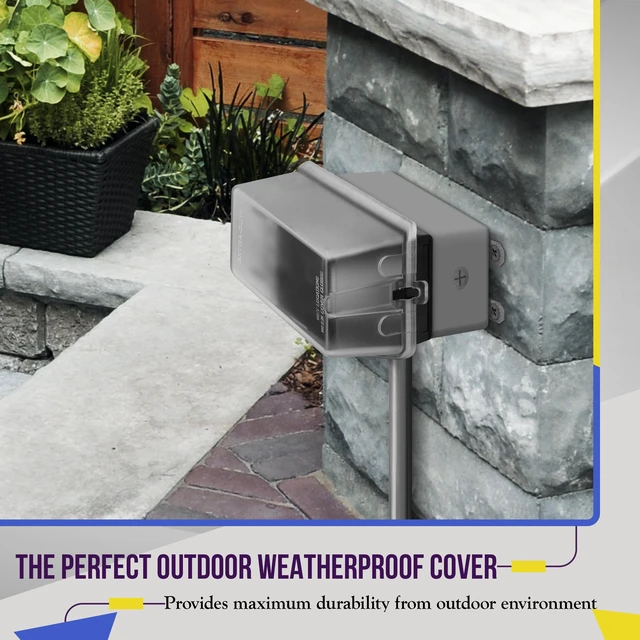 Alt view image 7 of 7 - Extra-Duty Weatherproof Enclosure, Outdoor Outlet Cover, Outdoor Decorator/GFCI Receptacles, Dual Installation, Horizontal or Vertical Use, 1-Gang 6.1 x 3.4 x 2.8, Clear Cover, IUC1HV-D