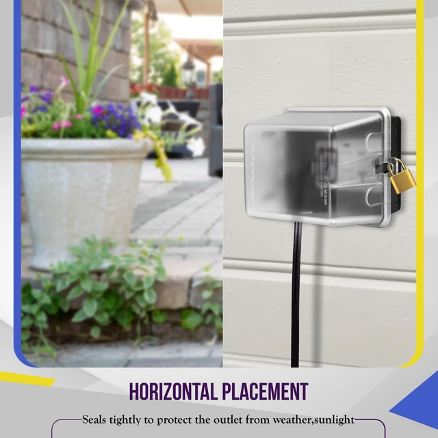 Alt view image 5 of 7 - Extra-Duty Weatherproof Enclosure, Outdoor Outlet Cover, Outdoor Decorator/GFCI Receptacles, Dual Installation, Horizontal or Vertical Use, 1-Gang 6.1 x 3.4 x 2.8, Clear Cover, IUC1HV-D