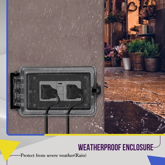 Alt view image 6 of 7 - Extra-Duty Weatherproof Enclosure, Outdoor Outlet Cover, Outdoor Decorator/GFCI Receptacles, Dual Installation, Horizontal or Vertical Use, 1-Gang 6.1 x 3.4 x 2.8, Clear Cover, IUC1HV-D