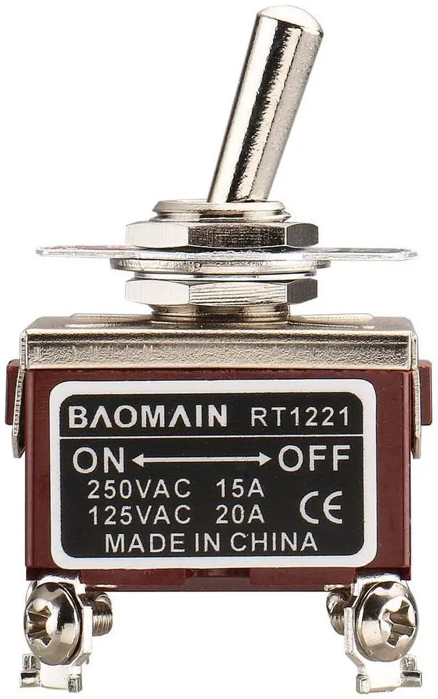 Alt view image 2 of 5 - 5-Pack Toggle Switch RT1221, ON-Off DPST 4-Pin 15A/250V AC 20A/125V AC,12mm mounting Hole,Screw Terminal,for Household Appliances,Electronic Industrial Equipment