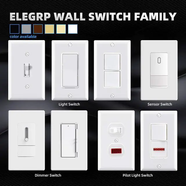 Alt view image 4 of 7 - Single Pole Toggle Light Switch, 15 Amp, 120 Volt, Toggle Framed AC Quiet Switch, in Wall On/Off Switch Replacement, Self-Grounding, Residential and Commercial Grade, UL (5 Pack, Glossy White)