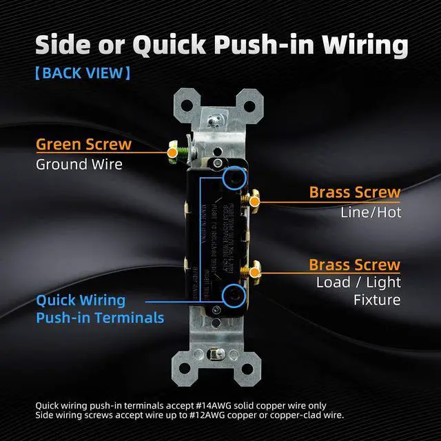 Alt view image 5 of 7 - Single Pole Toggle Light Switch, 15 Amp, 120 Volt, Toggle Framed AC Quiet Switch, in Wall On/Off Switch Replacement, Self-Grounding, Residential and Commercial Grade, UL (5 Pack, Glossy White)