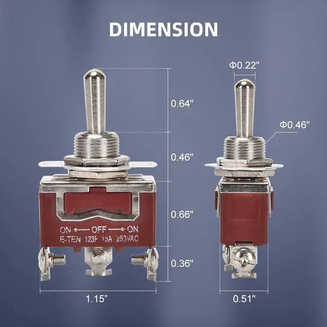 Alt view image 2 of 6 - Waterproof Momentary Toggle Switch (ON)-Off-(ON) 30A 12VDC/15A 250VAC DC Marine SPDT Switch 3 Way with Weatherproof Boot Cap Cover for Car Auto Boat (Pack of 5)