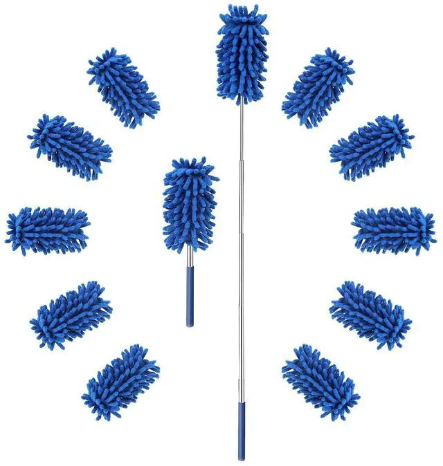 Main image of 12 Pack Microfiber Dusters for Cleaning, High Duster with Extension Pole, Long Handled Feather Dusters, Household Cleaning Supplies for Ceiling, Car, Furniture, Fan, Sofas(Blue)