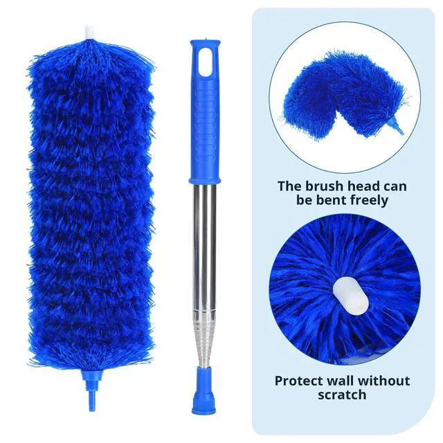 Alt view image 4 of 7 - Microfiber Feather Duster with Bendable Head, Dusters for Cleaning, Extendable Microfiber Duster, Long Reach Dusting Tool for High Ceilings, Ceiling Fans, Blinds, Cobweb