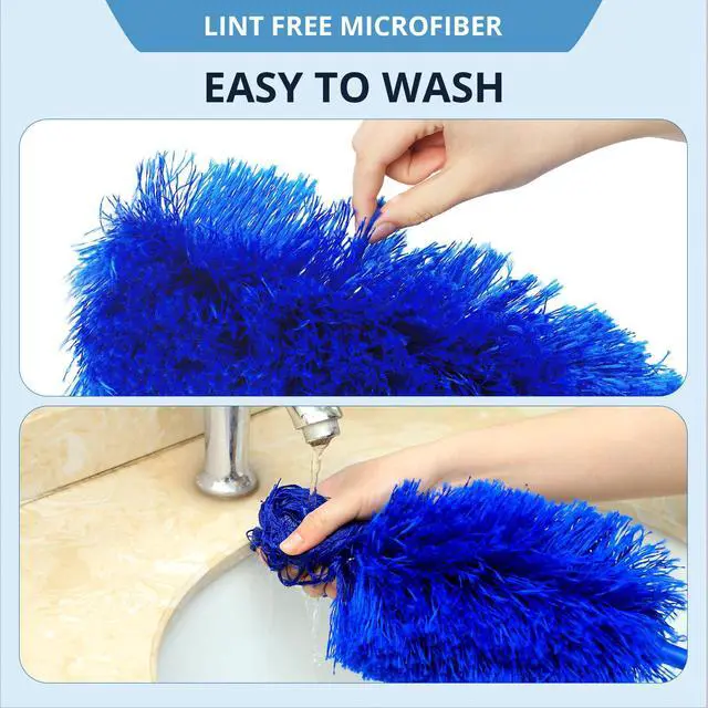 Alt view image 7 of 7 - Microfiber Feather Duster with Bendable Head, Dusters for Cleaning, Extendable Microfiber Duster, Long Reach Dusting Tool for High Ceilings, Ceiling Fans, Blinds, Cobweb