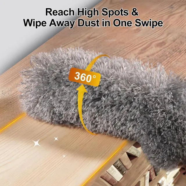 Alt view image 3 of 7 - Microfiber Feather Duster 5-in-1 Kit, Dusters for Cleaning, Duster with Extension Pole 100 Inches, Cobweb Duster, Microfiber Dusters for High Ceilings and Fans, Blinds, Cars and Furniture