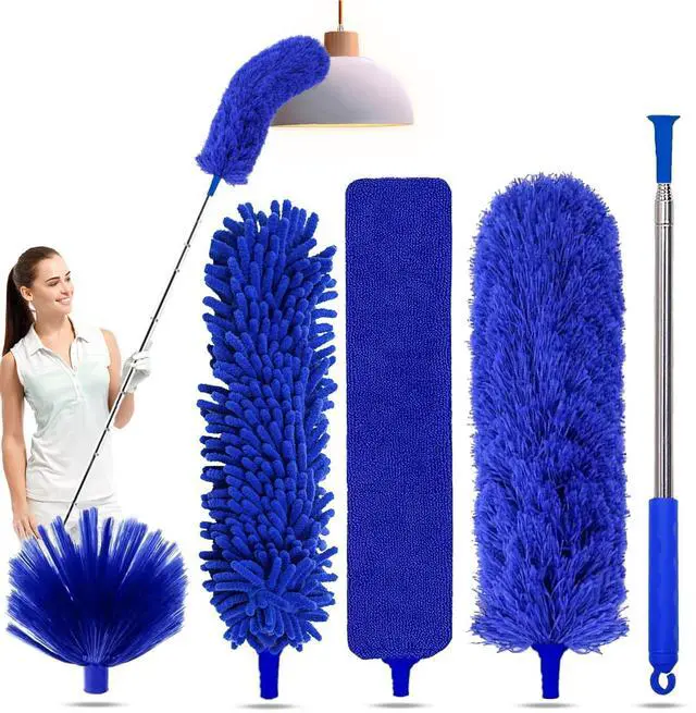 Main image of 5-in-1 Kit Dusters for Cleaning, Duster with Extension Pole, Extendable Duster with 100 Inches, Microfiber Dusters, Webster Cobweb Duster for Cleaning Ceiling Fans, Furniture, Blinds - Blue