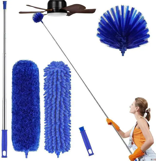 Main image of Professional Microfibre Dusters for Cleaning - Extendable 30-81" Cobweb Remover Kit with 3 Washable Heads, Bendable Design for High Ceilings, Fans & Hard-to-Reach Areas