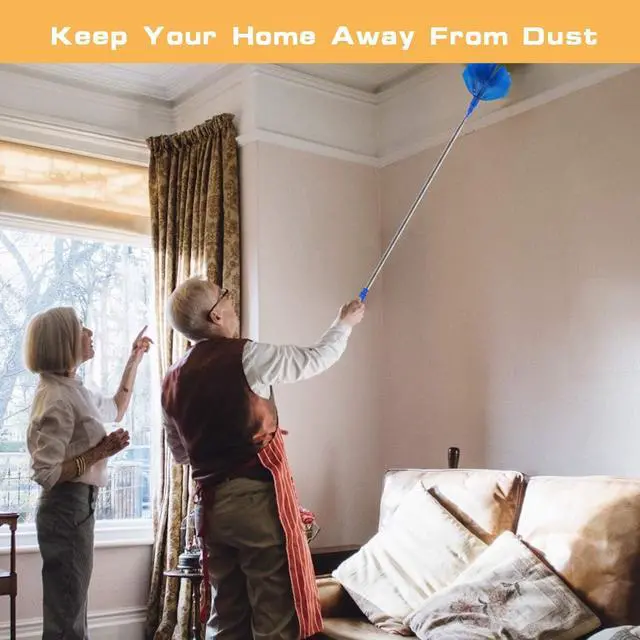 Alt view image 6 of 7 - Professional Microfibre Dusters for Cleaning - Extendable 30-81" Cobweb Remover Kit with 3 Washable Heads, Bendable Design for High Ceilings, Fans & Hard-to-Reach Areas