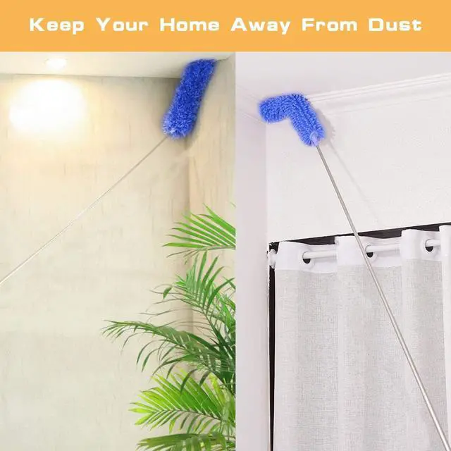 Alt view image 7 of 7 - Professional Microfibre Dusters for Cleaning - Extendable 30-81" Cobweb Remover Kit with 3 Washable Heads, Bendable Design for High Ceilings, Fans & Hard-to-Reach Areas