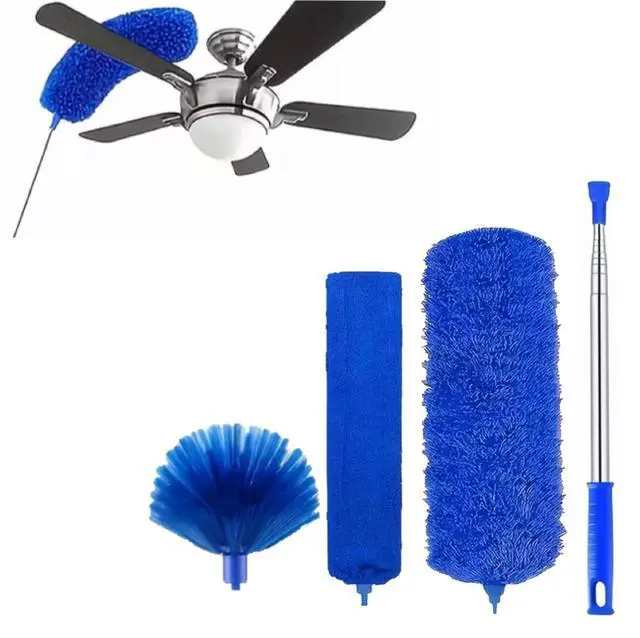 Main image of Duster Cleaning Kit 4 Pack, with Extra Long Extension Pole 110 inch,Washable Dusters for Cleaning Furniture, Ceiling Fan, Blinds, Baseboards, Cobwebs, Car, Home Office Cleaning Supplies