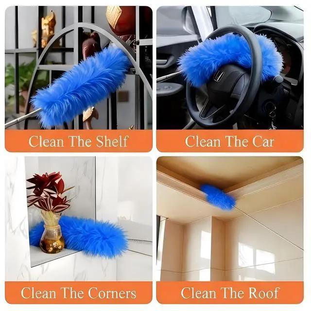 Alt view image 5 of 7 - Duster Cleaning Kit 4 Pack, with Extra Long Extension Pole 110 inch,Washable Dusters for Cleaning Furniture, Ceiling Fan, Blinds, Baseboards, Cobwebs, Car, Home Office Cleaning Supplies