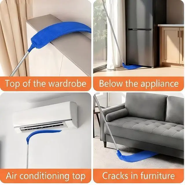 Alt view image 6 of 7 - Duster Cleaning Kit 4 Pack, with Extra Long Extension Pole 110 inch,Washable Dusters for Cleaning Furniture, Ceiling Fan, Blinds, Baseboards, Cobwebs, Car, Home Office Cleaning Supplies