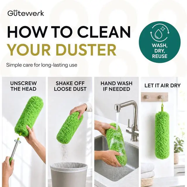 Alt view image 6 of 7 - Extendable Microfiber Feather Duster, Feather Dusters for Cleaning, Ceiling Fan Dust and Cobweb Cleaner - Electrostatic Bendable Head - up to 100 Inch