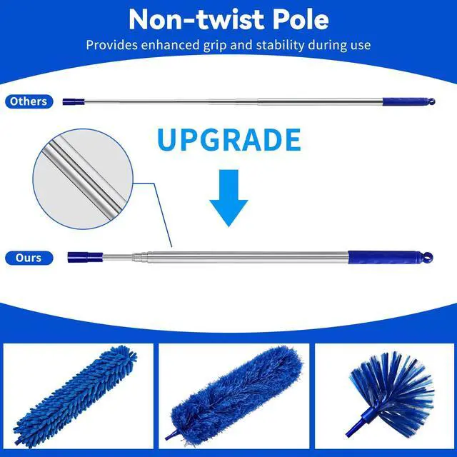 Alt view image 3 of 7 - Dusters for Cleaning, Duster with Extension Pole 5 in 1 Kit, Cobweb Duster, Long Dusters for High Ceilings, Microfiber Dusters for Ceiling Fan, Blinds and Furniture