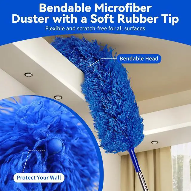 Alt view image 5 of 7 - Dusters for Cleaning, Duster with Extension Pole 5 in 1 Kit, Cobweb Duster, Long Dusters for High Ceilings, Microfiber Dusters for Ceiling Fan, Blinds and Furniture