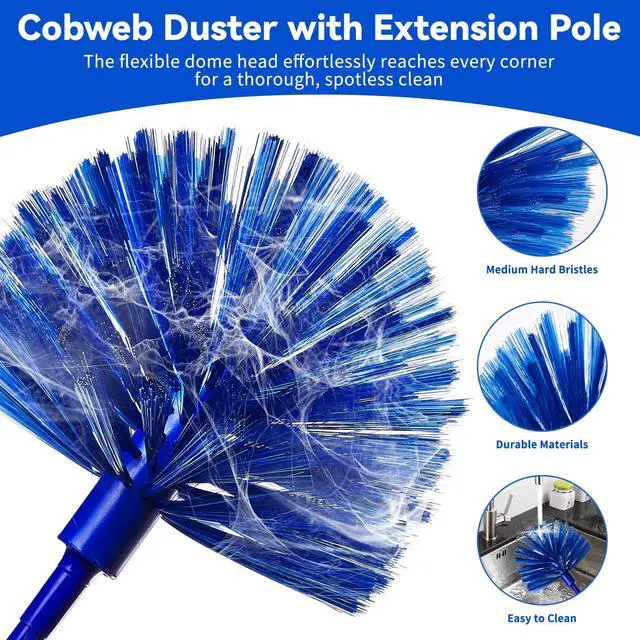 Alt view image 6 of 7 - Dusters for Cleaning, Duster with Extension Pole 5 in 1 Kit, Cobweb Duster, Long Dusters for High Ceilings, Microfiber Dusters for Ceiling Fan, Blinds and Furniture