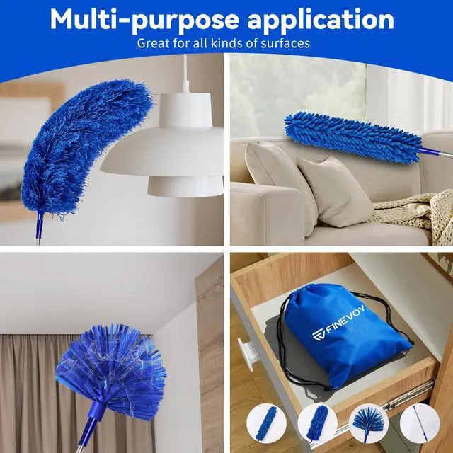 Alt view image 7 of 7 - Dusters for Cleaning, Duster with Extension Pole 5 in 1 Kit, Cobweb Duster, Long Dusters for High Ceilings, Microfiber Dusters for Ceiling Fan, Blinds and Furniture