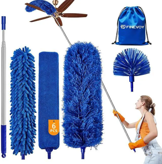 Main image of Dusters 6-in-1 Kit, Duster with Extension Pole 100 Inches, Dusters for Cleaning, Cobweb Duster, Microfiber Feather Gap Duster Cleaner for Fans, Blinds, Cars and Furniture