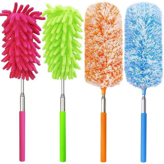Main image of 4 pcs Extendable and Washable Microfibre Feather Duster,13" to 30" Reachable, Microfibre Cleaning Tool, Small Dusters for Cleaning Office, Car, Computer, Furniture, Sofa