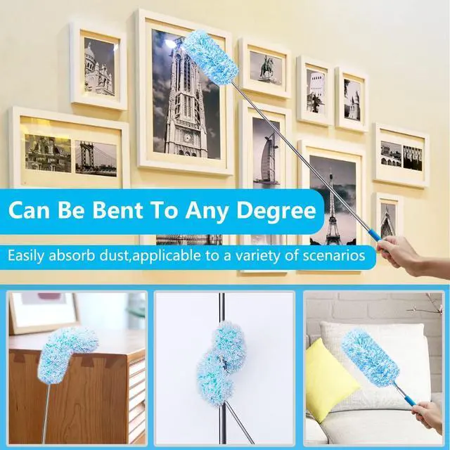 Alt view image 5 of 7 - 4 pcs Extendable and Washable Microfibre Feather Duster,13" to 30" Reachable, Microfibre Cleaning Tool, Small Dusters for Cleaning Office, Car, Computer, Furniture, Sofa