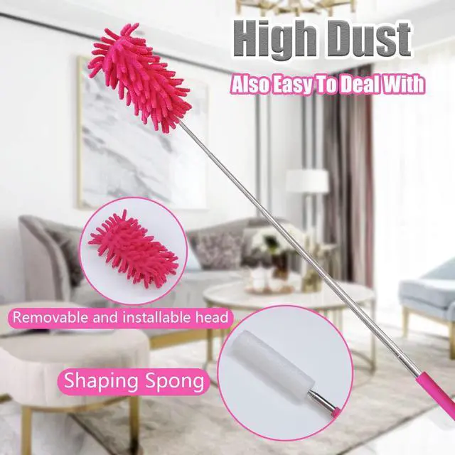 Alt view image 6 of 7 - 4 pcs Extendable and Washable Microfibre Feather Duster,13" to 30" Reachable, Microfibre Cleaning Tool, Small Dusters for Cleaning Office, Car, Computer, Furniture, Sofa