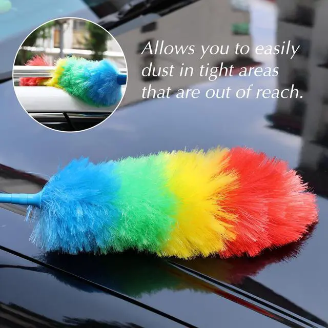 Alt view image 7 of 7 - Rainbow Extendable Static Duster Reusable Microfiber Duster with 100" Telescoping Pole, Beandable and Washable Dusters Head for Cleaning Ceiling, Fan, Furniture