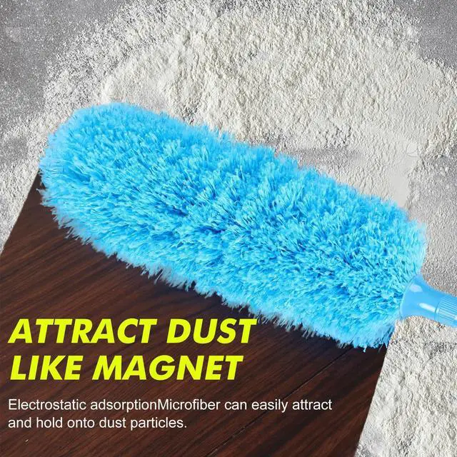 Alt view image 6 of 7 - Rainbow Extendable Static Duster Reusable Microfiber Duster with 100" Telescoping Pole, Beandable and Washable Dusters Head for Cleaning Ceiling, Fan, Furniture