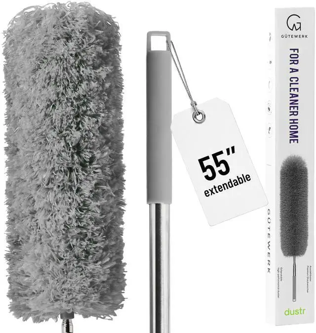 Main image of Extendable Feather Duster, Microfiber Duster, Ceiling Fan Duster, Feather Dusters for Cleaning, Dust Cleaner, Cobweb Duster - Electrostatic Bendable Head - up to 55 Inch