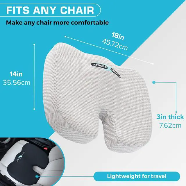 Alt view image 4 of 5 - Seat Cushions | Office Chair Cushions for Desk, Car, Wheelchair| Ergonomic Memory Foam Seat Cushion for Support & Comfort | Helps Improve Sitting Posture for Work & Body Relief