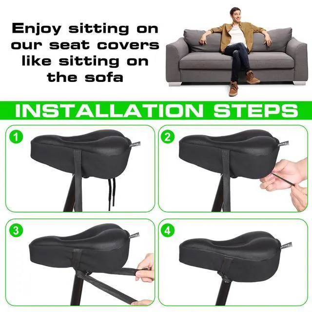 Alt view image 6 of 7 - Bike Seat Cushion - Gel Padded Cover for Men Women Comfort, Extra Soft Exercise Bicycle Compatible with Peloton, Stationary or Cruiser Seats
