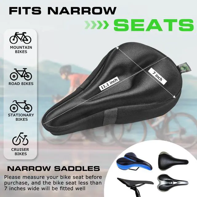 Alt view image 2 of 7 - Bike Seat Cushion - Gel Padded Cover for Men Women Comfort, Extra Soft Exercise Bicycle Compatible with Peloton, Stationary or Cruiser Seats