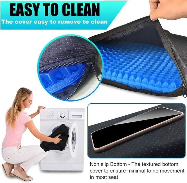 Alt view image 7 of 7 - Gel Seat Cushion for Long Sitting - 1.65inch Double Thick Cooling Egg Cushion for Back, Hip, Sciatica, Coccyx, Tailbone Pain Relief - Office Chair Car Seat Cushion Wheelchair Cushions