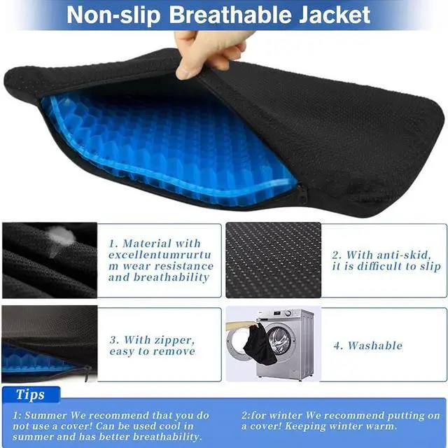 Alt view image 4 of 7 - Egg Gel Seat Cushion, Breathable Gel Cushion Chair Pads with Non-Slip Cover for Home Office Car Wheelchair, Honeycomb Design Egg Seat Cushion As Seen On TV