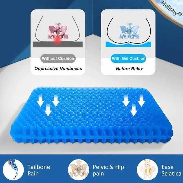 Alt view image 2 of 7 - Egg Gel Seat Cushion, Breathable Gel Cushion Chair Pads with Non-Slip Cover for Home Office Car Wheelchair, Honeycomb Design Egg Seat Cushion As Seen On TV