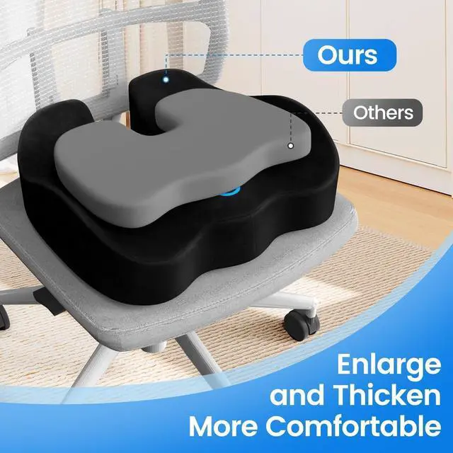Alt view image 3 of 4 - Seat Cushion, Memory Foam Chair Cushions for Tailbone/Sciatica Easing, Chair Pillow with Handles for Car, Office Chair Cushion with Non-Slip Design, Ideal for Post-Surgery Recovery(Black)
