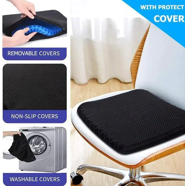 Alt view image 5 of 7 - Gel Seat Cushion, Double Thick Egg Gel Cushion for Pressure Pain Relief, Breathable Wheelchair Cushion Chair Pads for Car Seat Office Chair (16x14x1.65inch)