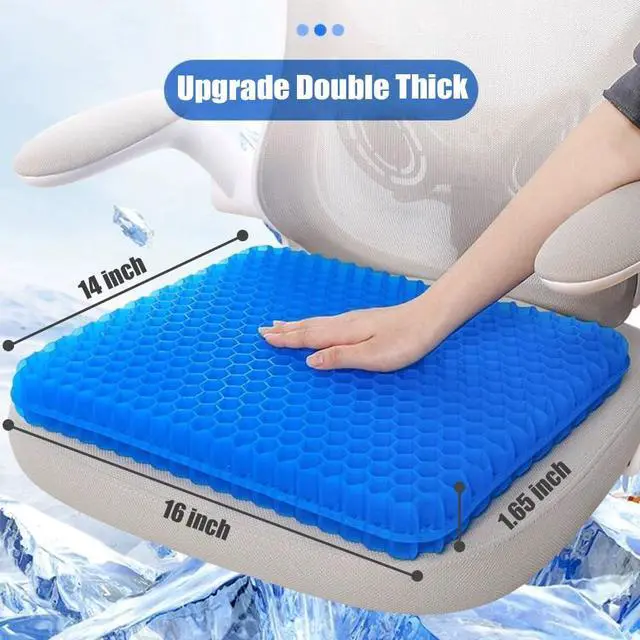 Alt view image 3 of 7 - Gel Seat Cushion, Double Thick Egg Gel Cushion for Pressure Pain Relief, Breathable Wheelchair Cushion Chair Pads for Car Seat Office Chair (16x14x1.65inch)
