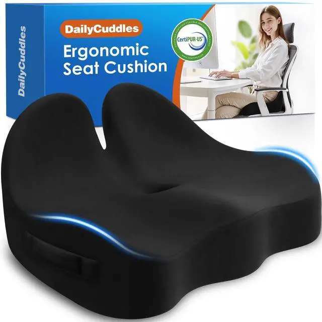 Main image of Seat Cushion, Chair Cushions for Office Chairs/Desk Seats/Wheelchair - Hip&Sciatica&Tailbone Pain Relief Memory Foam Office Chair Cushion for Long Sitting Office Workers, Black