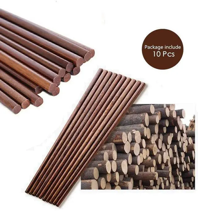 Alt view image 6 of 7 - Wooden Chopsticks Reusable Dishwasher Safe 10 Pairs Chinese Asian Korea Iron Wood Handmade Chopstick Natural Healthy for Cooking Eating Restaurants Gourmets Noodles Portable Long Brown
