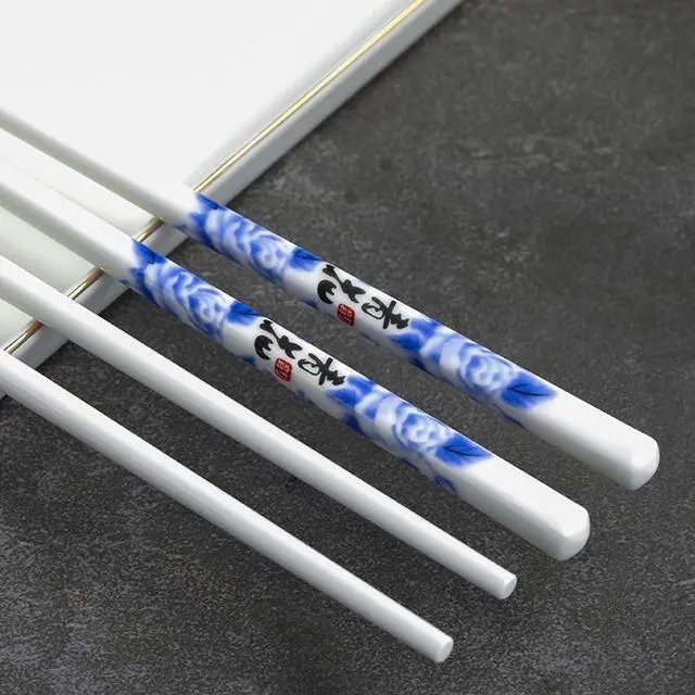 Alt view image 4 of 7 - Porcelain Chopsticks, 9.5 Inch Ceramic Reusable Chopstick, 5 Pairs Chinese Chopsticks Gift Sets with Case, Dishwasher Safe