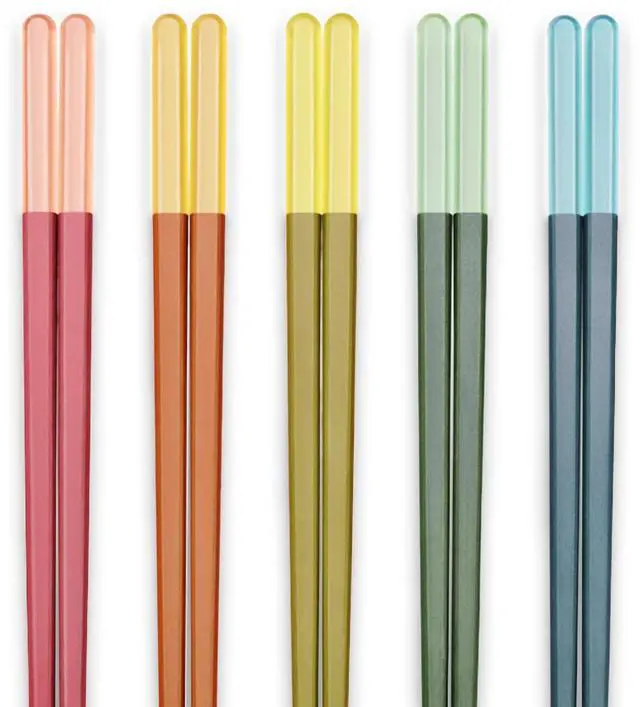 Main image of Modern Design Chopsticks - Reusable, Dishwasher Safe, Non-Slip Fiberglass, Ice Fog Multi Color, 5 Pairs, 9.5in/24cm, Great for Chinese, Japanese, Korean Cuisine