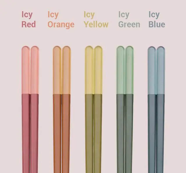 Alt view image 3 of 7 - Modern Design Chopsticks - Reusable, Dishwasher Safe, Non-Slip Fiberglass, Ice Fog Multi Color, 5 Pairs, 9.5in/24cm, Great for Chinese, Japanese, Korean Cuisine
