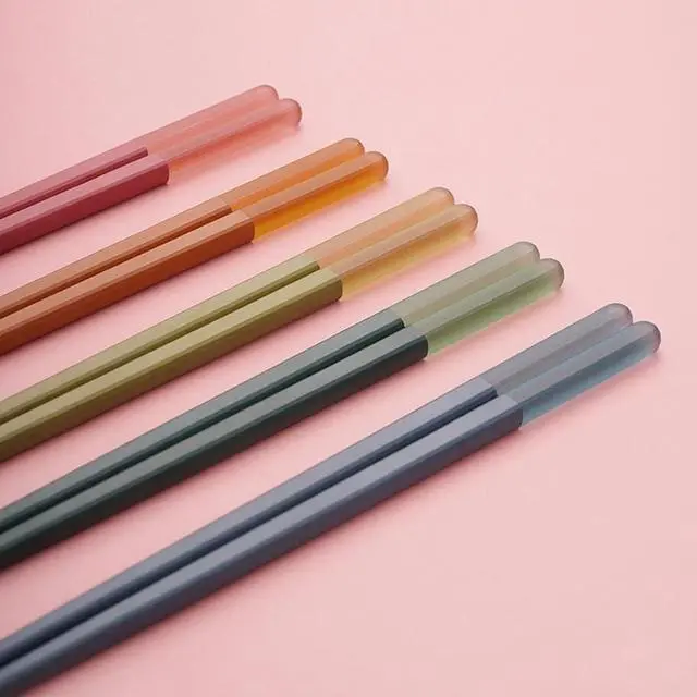 Alt view image 4 of 7 - Modern Design Chopsticks - Reusable, Dishwasher Safe, Non-Slip Fiberglass, Ice Fog Multi Color, 5 Pairs, 9.5in/24cm, Great for Chinese, Japanese, Korean Cuisine