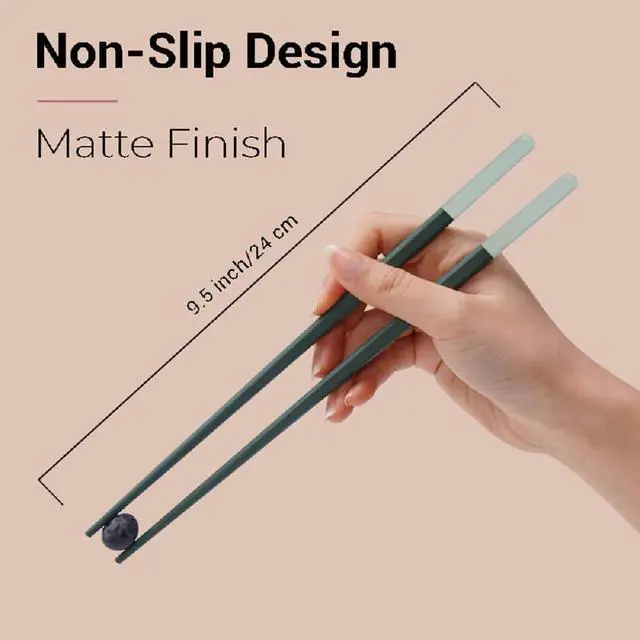 Alt view image 5 of 7 - Modern Design Chopsticks - Reusable, Dishwasher Safe, Non-Slip Fiberglass, Ice Fog Multi Color, 5 Pairs, 9.5in/24cm, Great for Chinese, Japanese, Korean Cuisine