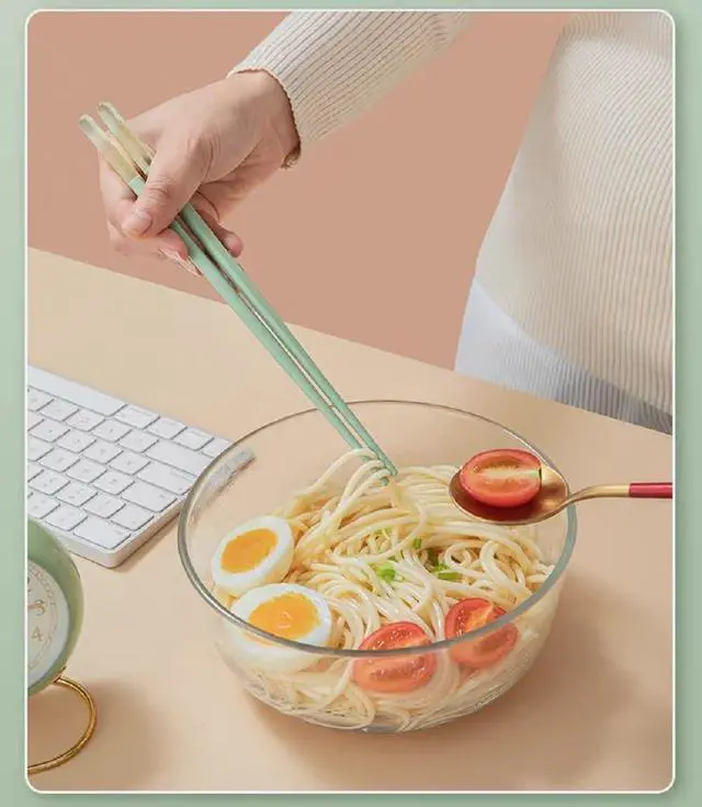 Alt view image 7 of 7 - Modern Design Chopsticks - Reusable, Dishwasher Safe, Non-Slip Fiberglass, Ice Fog Multi Color, 5 Pairs, 9.5in/24cm, Great for Chinese, Japanese, Korean Cuisine