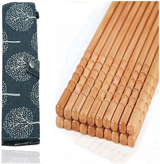 Main image of 10-Pairs Reusable Bamboo Chopsticks Set Travel Chopsticks with Case Reusable Chinese Korean Japanese Bamboo Portable Chopsticks